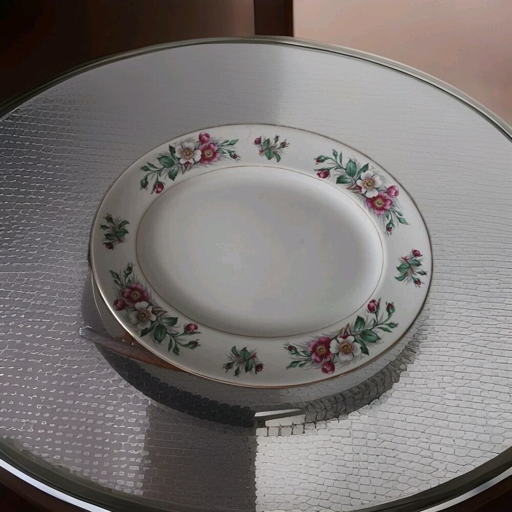 John Maddock & Sons Ivory Ware Wild Roses Serving Platter 12” England
